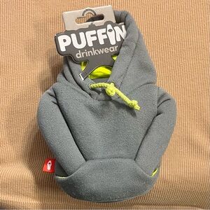 NWT Puffin Drinkware The Hoodie Gray Bottle Can Holder Cooler